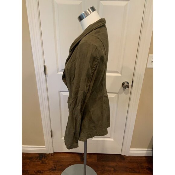 Free People Army Green Linen Single Button Blazer, Size XS - Picture 3 of 5
